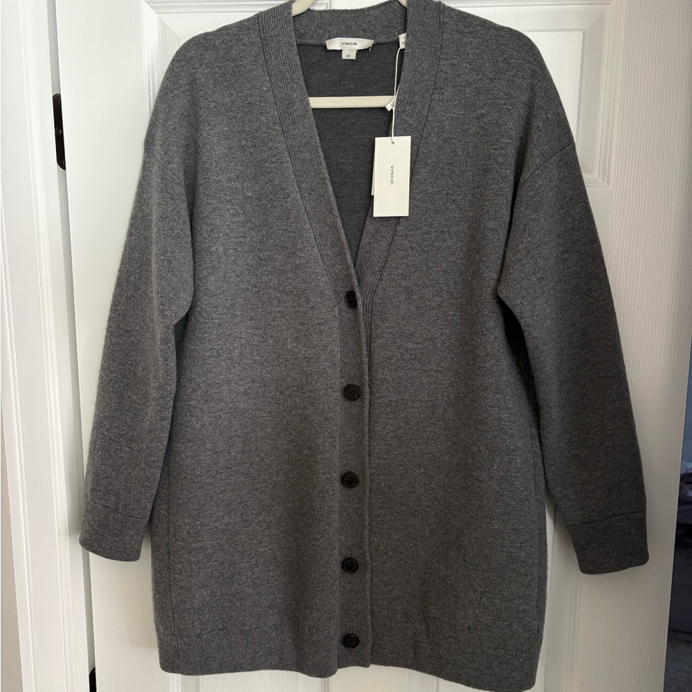VINCE Oversized Double-Knit Wool-Cashmere Cardigan